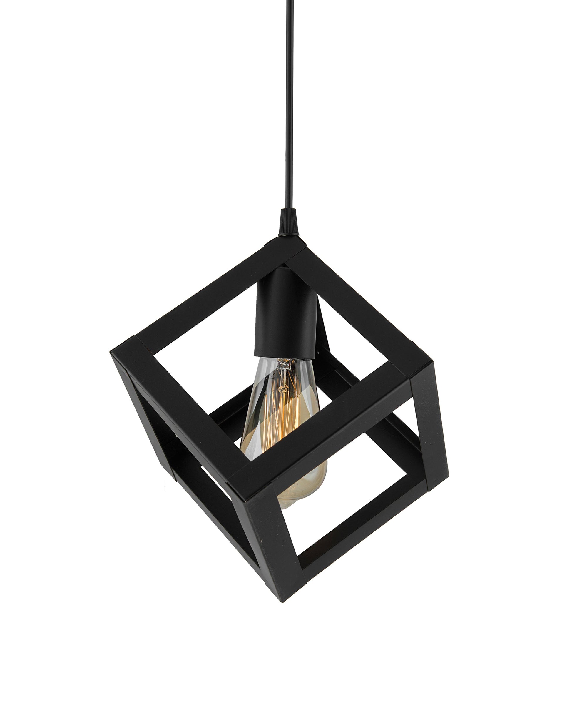 Edison Filament Hanging Cube 6", E27 Holder, Decorative, Black, URBAN Retro, nordic style