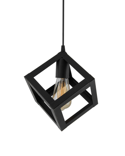 Edison Filament Hanging Cube 6", E27 Holder, Decorative, Black, URBAN Retro, nordic style