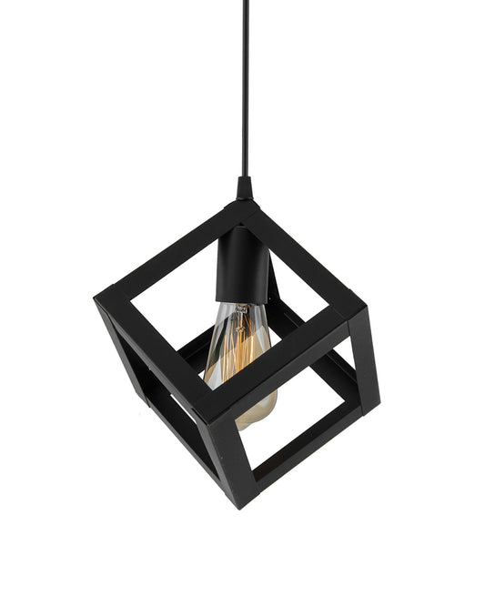 Edison Filament Hanging Cube 6", E27 Holder, Decorative, Black, URBAN Retro, nordic style