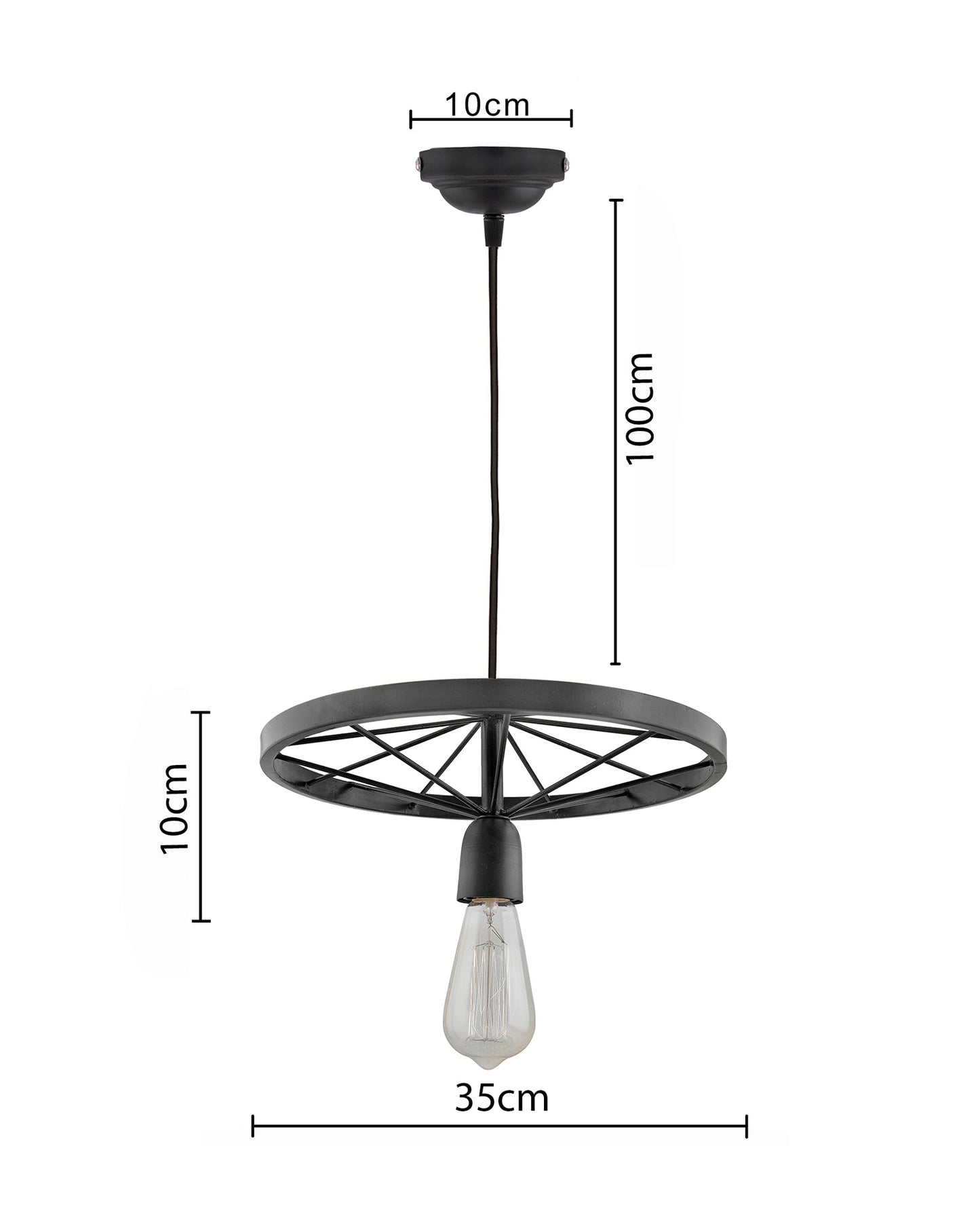 Homesake® Hanging wheel edison hanging light,13" hanging lamp for Home Decor