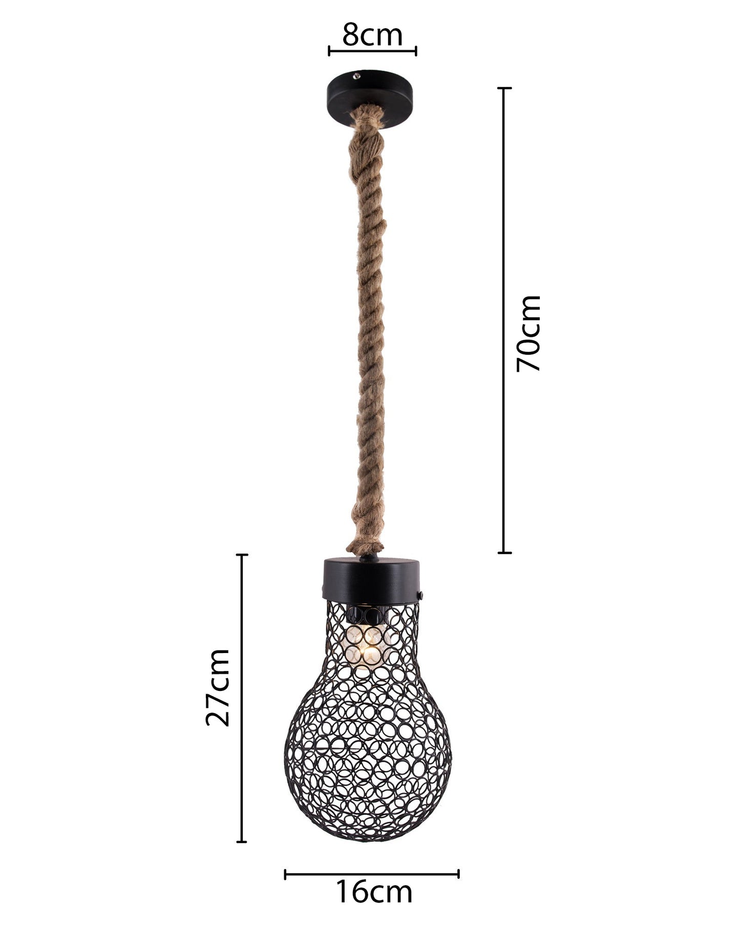 Homesake® Wire Loop Bulb Pendant hanging light, with rope wire for Home Decor