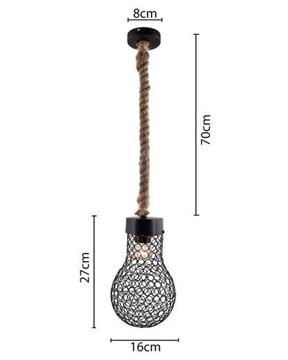 Wire Loop Bulb Pendant hanging light, with rope wire for Home Decor