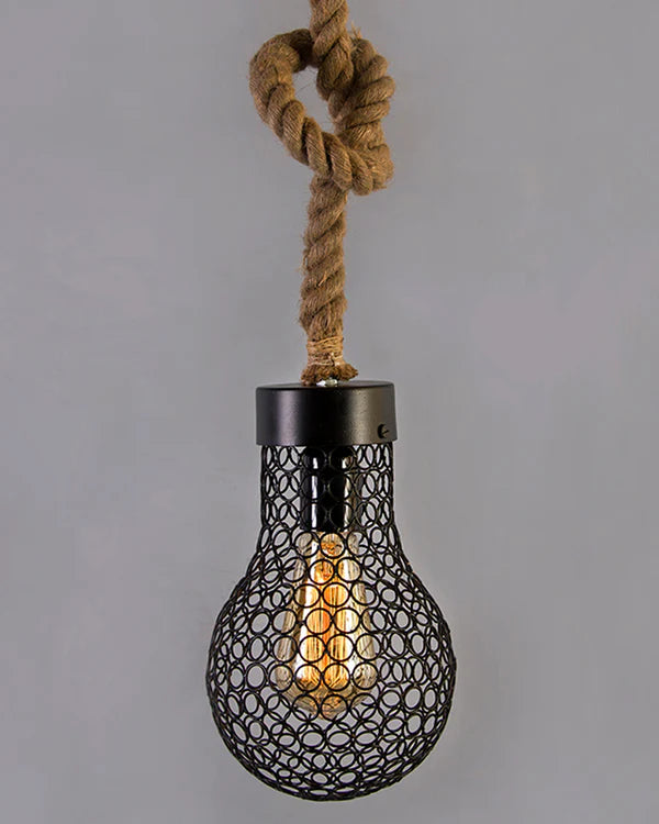 Wire Loop Bulb Pendant hanging light, with rope wire for Home Decor