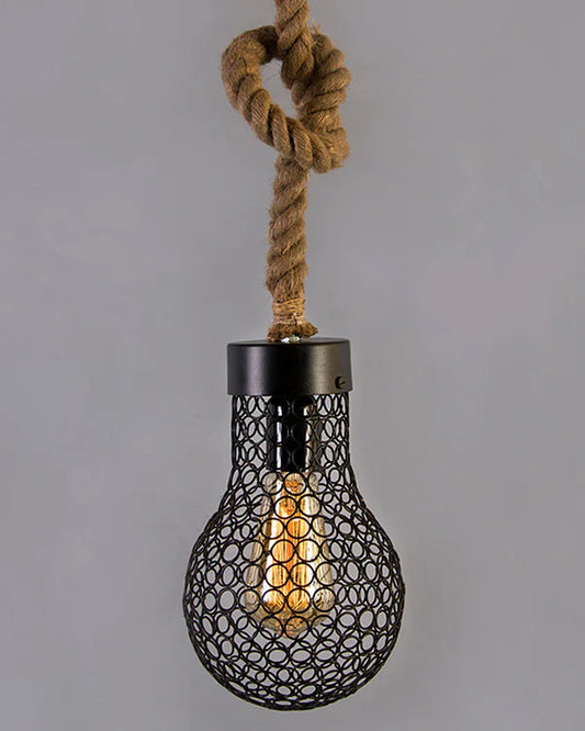 Wire Loop Bulb Pendant hanging light, with rope wire for Home Decor