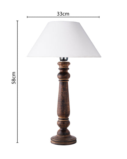 Mabel Antique Black Wood Table Lamp With Shade