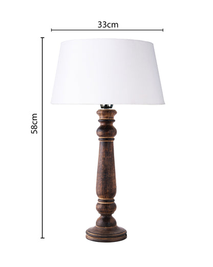 Mabel Antique Black Wood Table Lamp With Shade