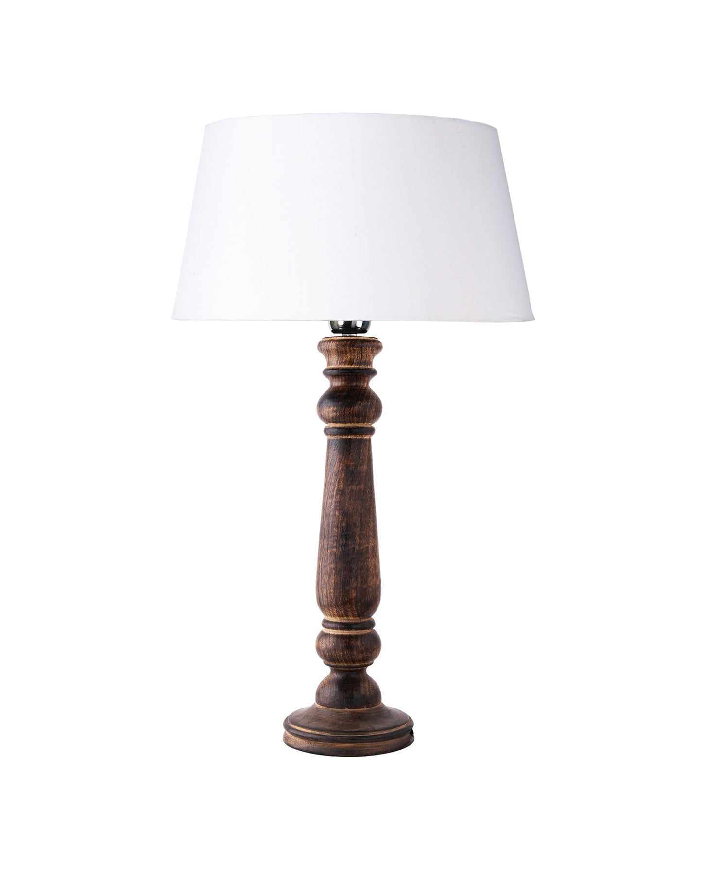 Mabel Antique Black Wood Table Lamp With Shade