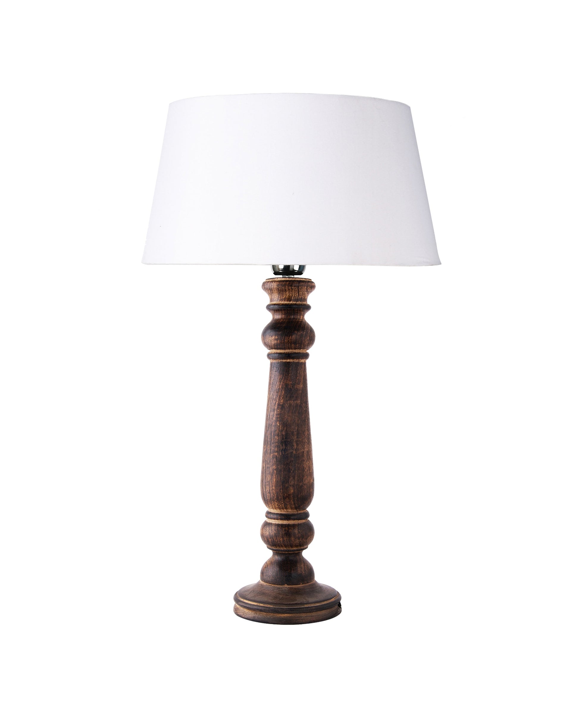 Mabel Antique Black Wood Table Lamp With Shade