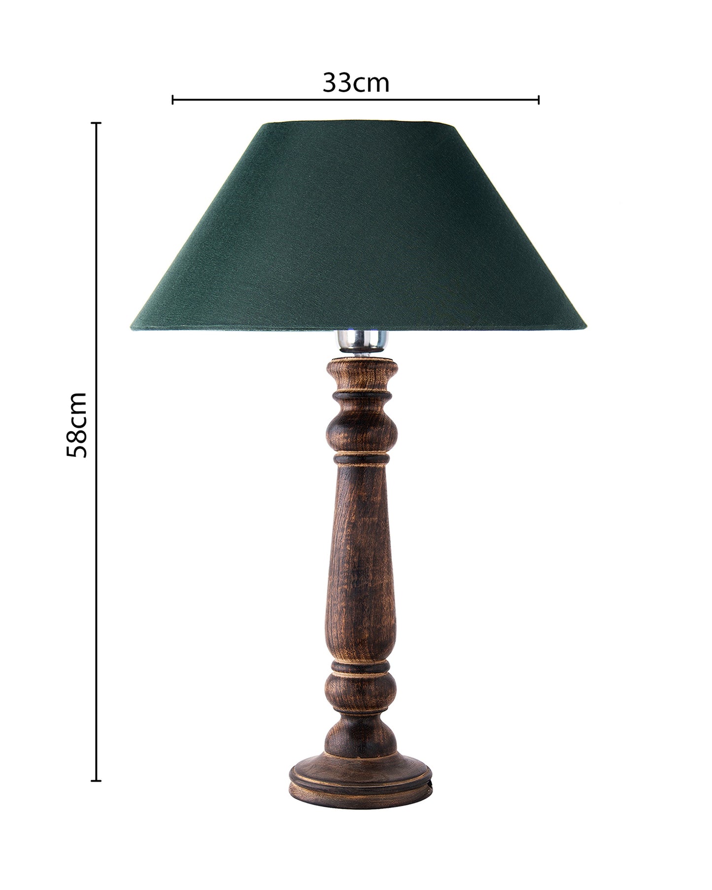Mabel Antique Black Wood Table Lamp With Shade