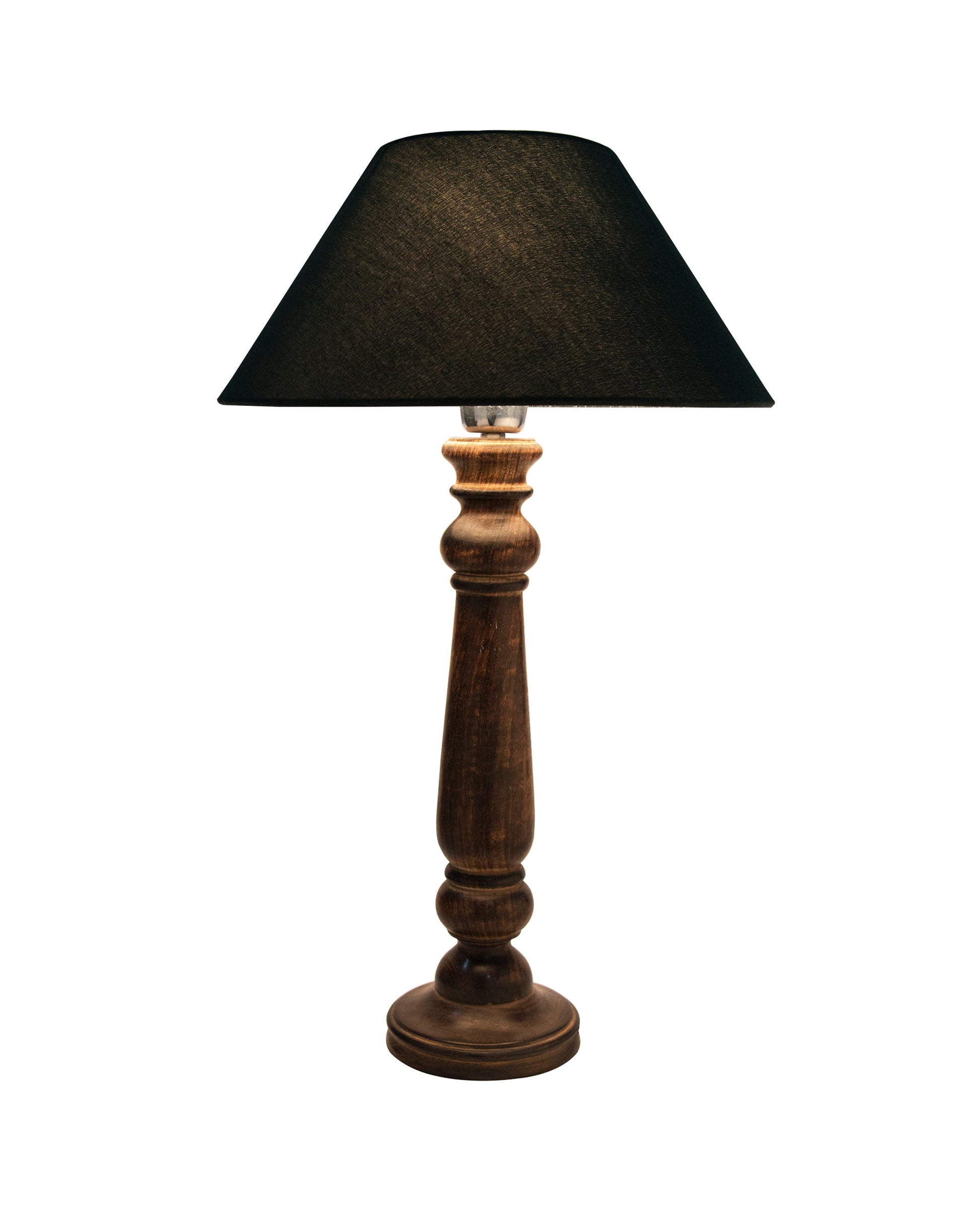 Mabel Antique Black Wood Table Lamp With Shade