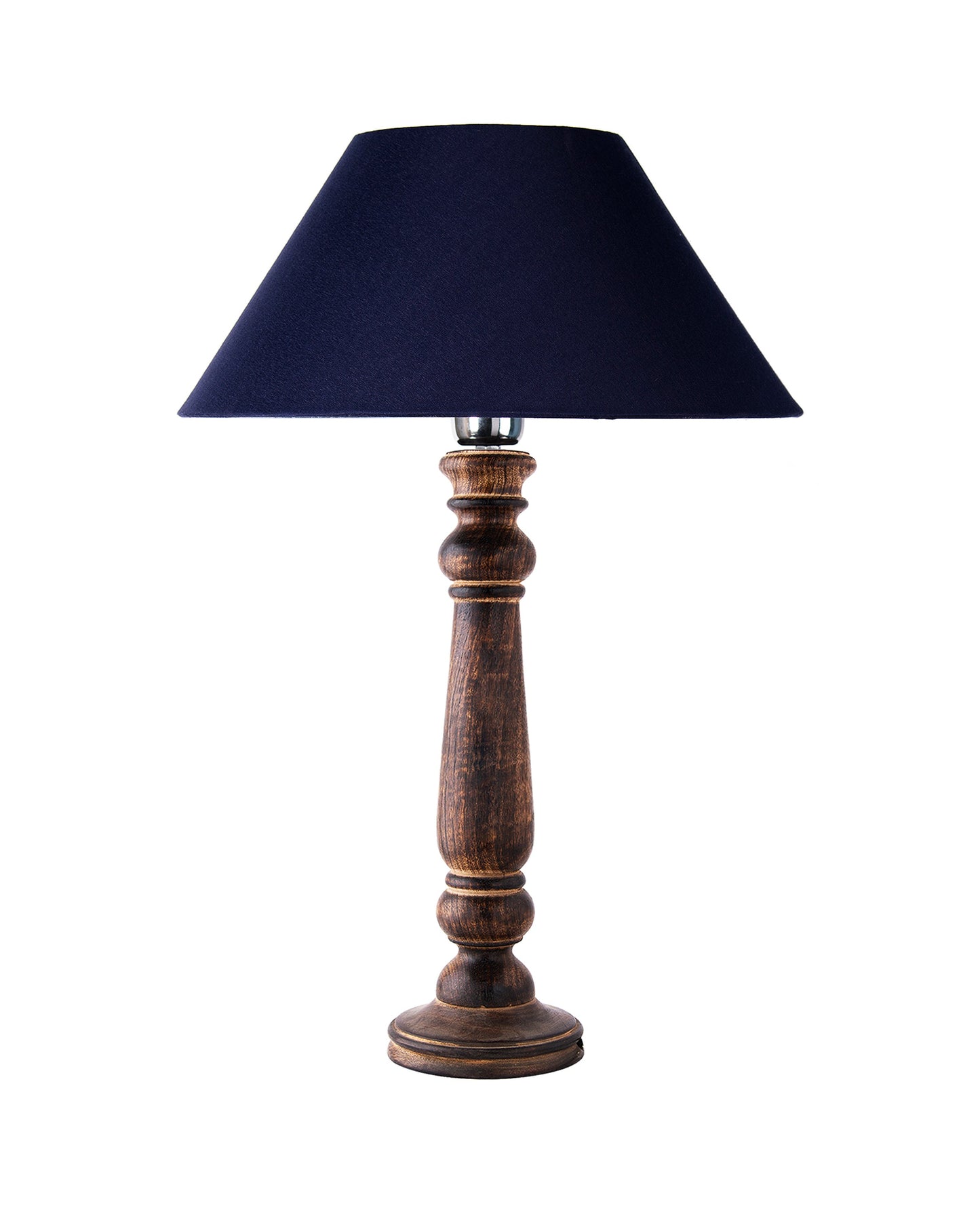 Mabel Antique Black Wood Table Lamp With Shade