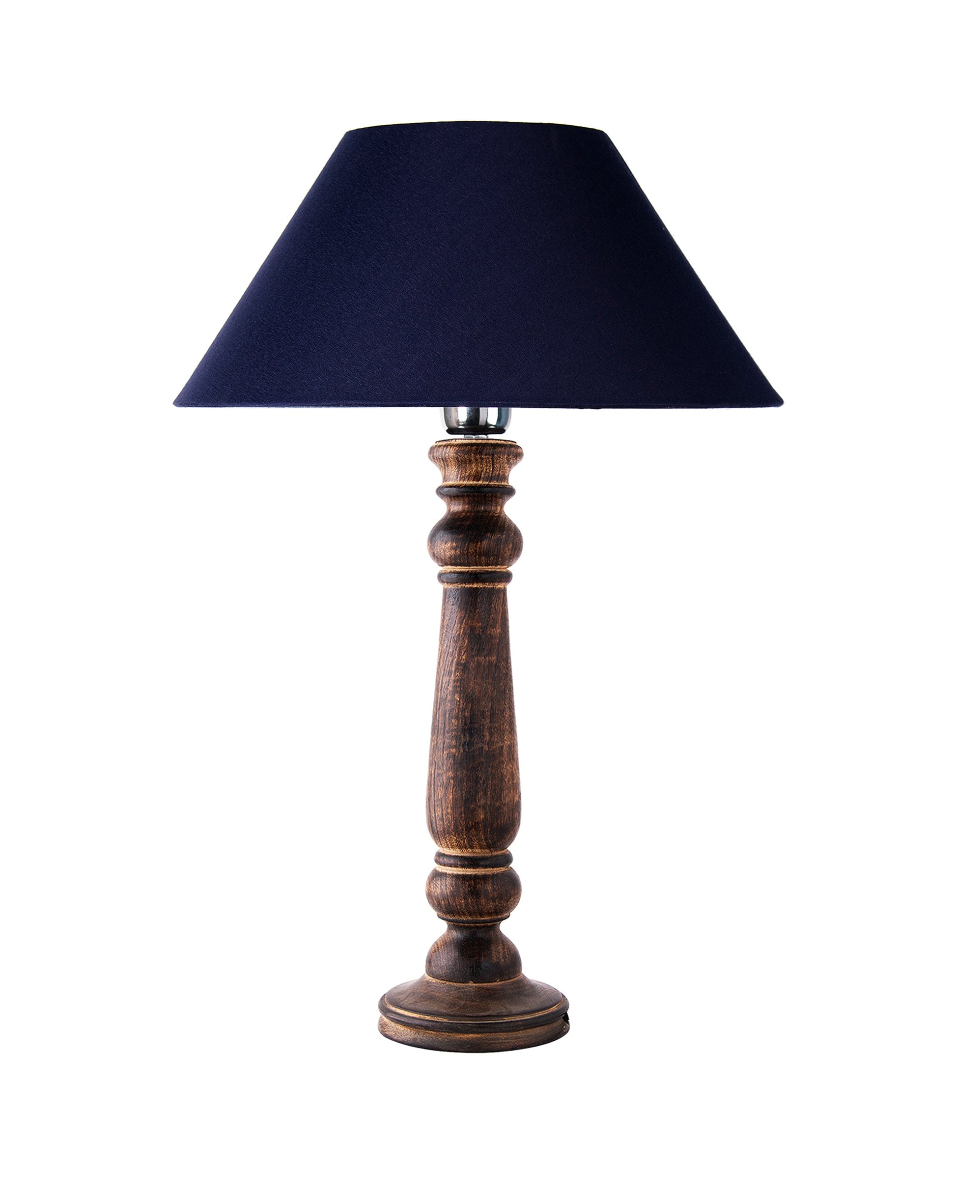 Mabel Antique Black Wood Table Lamp With Shade