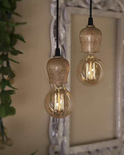 Edison Filament Wooden walnut Bubble Bulb Holder, Urban, retro, nordic style, with fixture