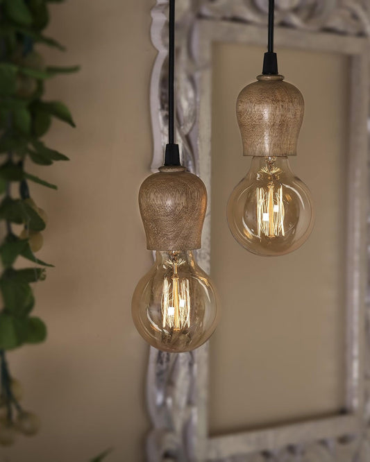 Edison Filament Wooden walnut Bubble Bulb Holder, Urban, retro, nordic style, with fixture