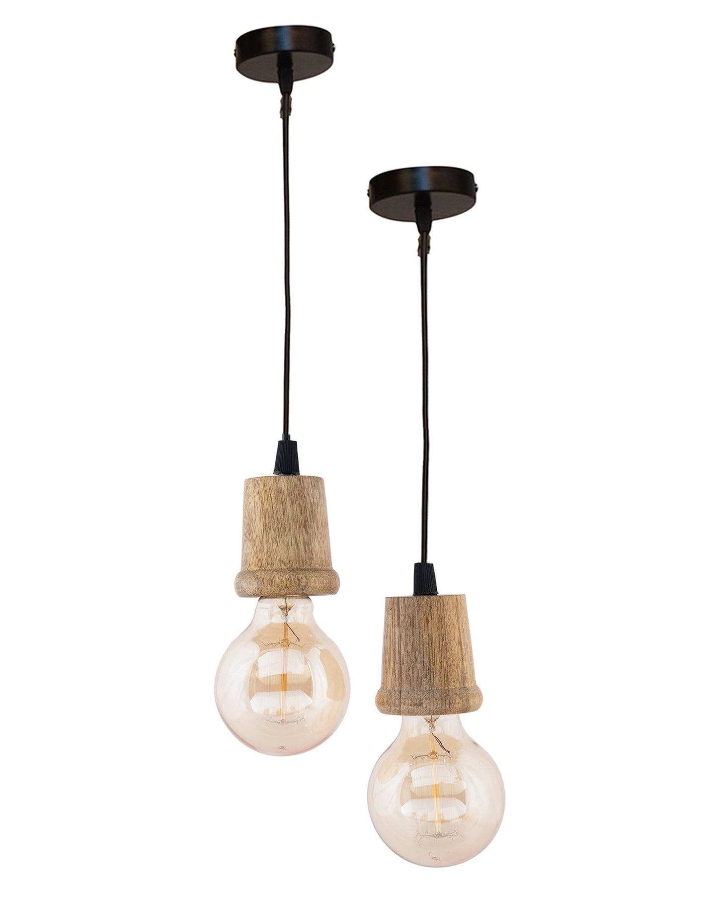Edison Filament Wooden walnut Taper Bulb Holder, Urban, retro, nordic style, with fixture, Set of 2