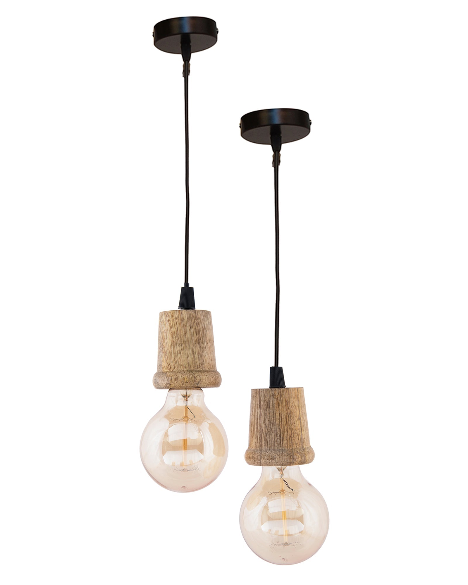 Edison Filament Wooden walnut Taper Bulb Holder, Urban, retro, nordic style, with fixture, Set of 2