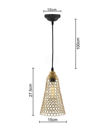 Hanging Golden Steel Cone light, hanging light and fixture