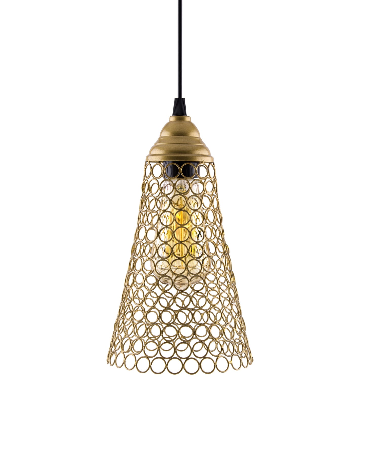 Hanging Golden Steel Cone light, hanging light and fixture
