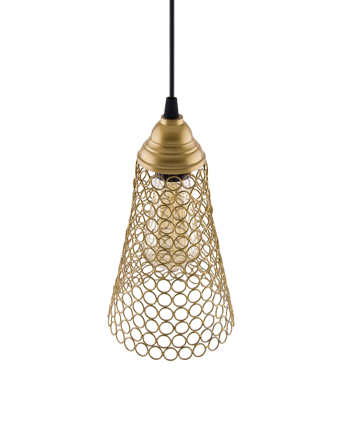 Hanging Golden Steel Cone light, hanging light and fixture
