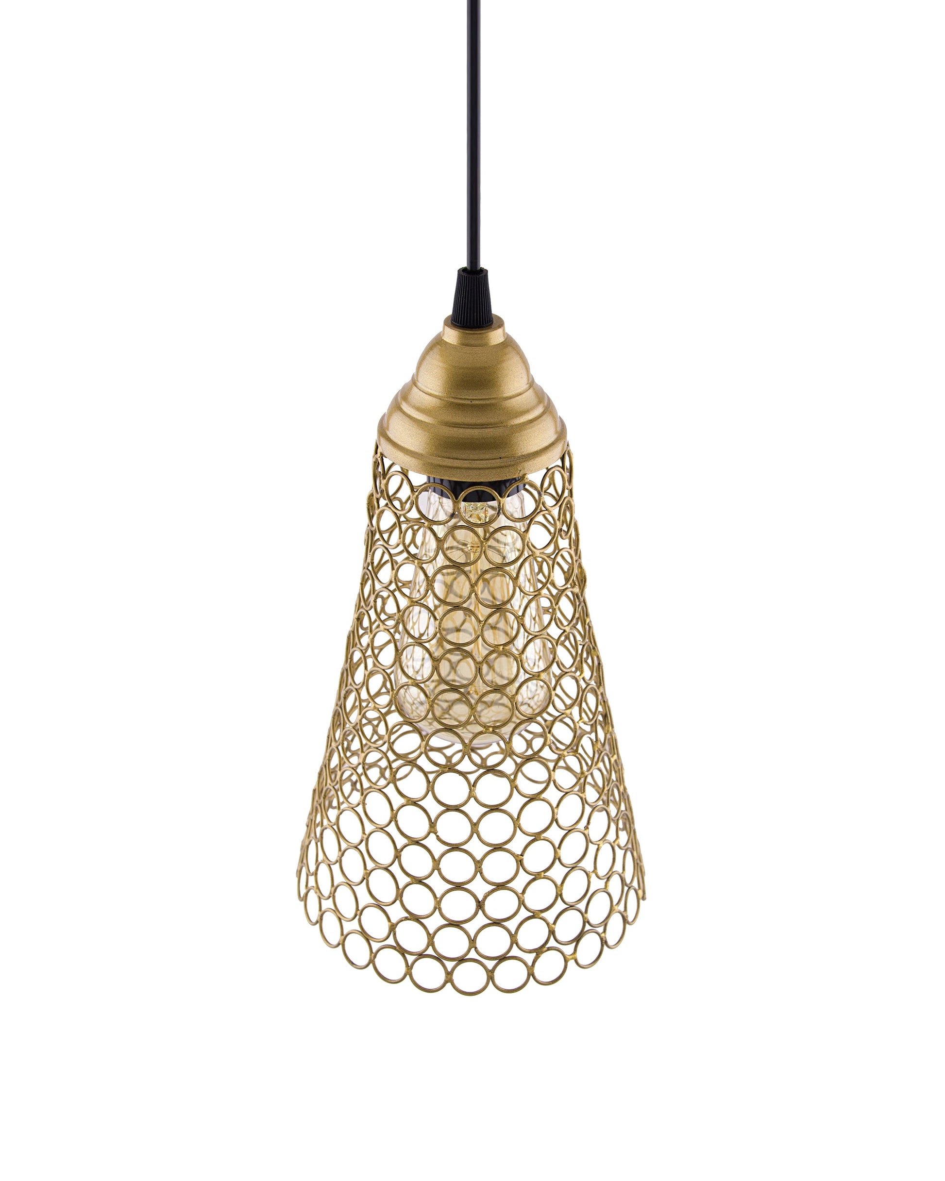 Hanging Golden Steel Cone light, hanging light and fixture