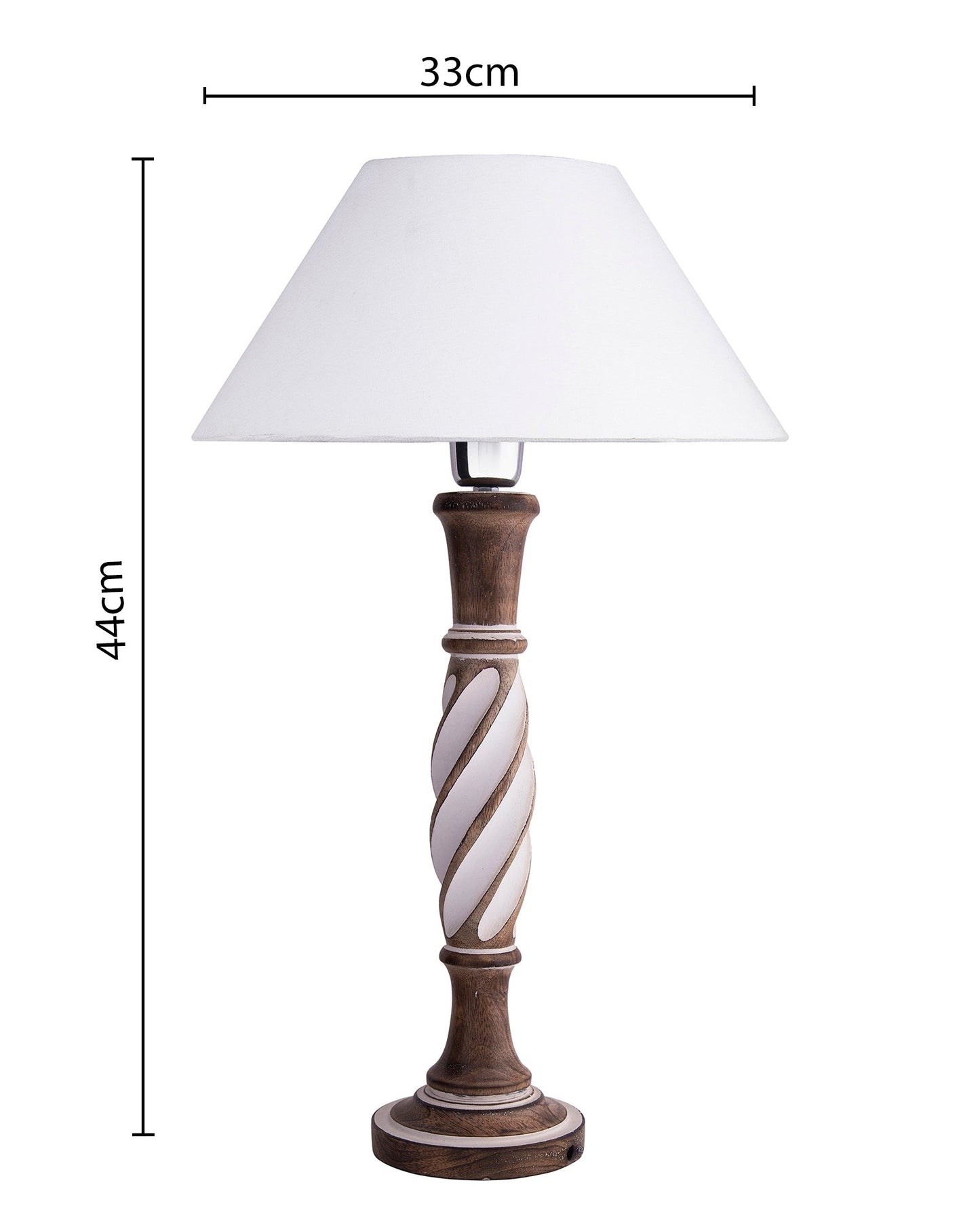Antique White Twister wooden table lamp with shade