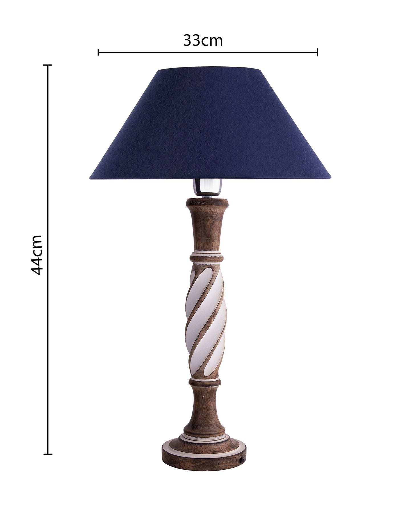 Antique White Twister wooden table lamp with shade