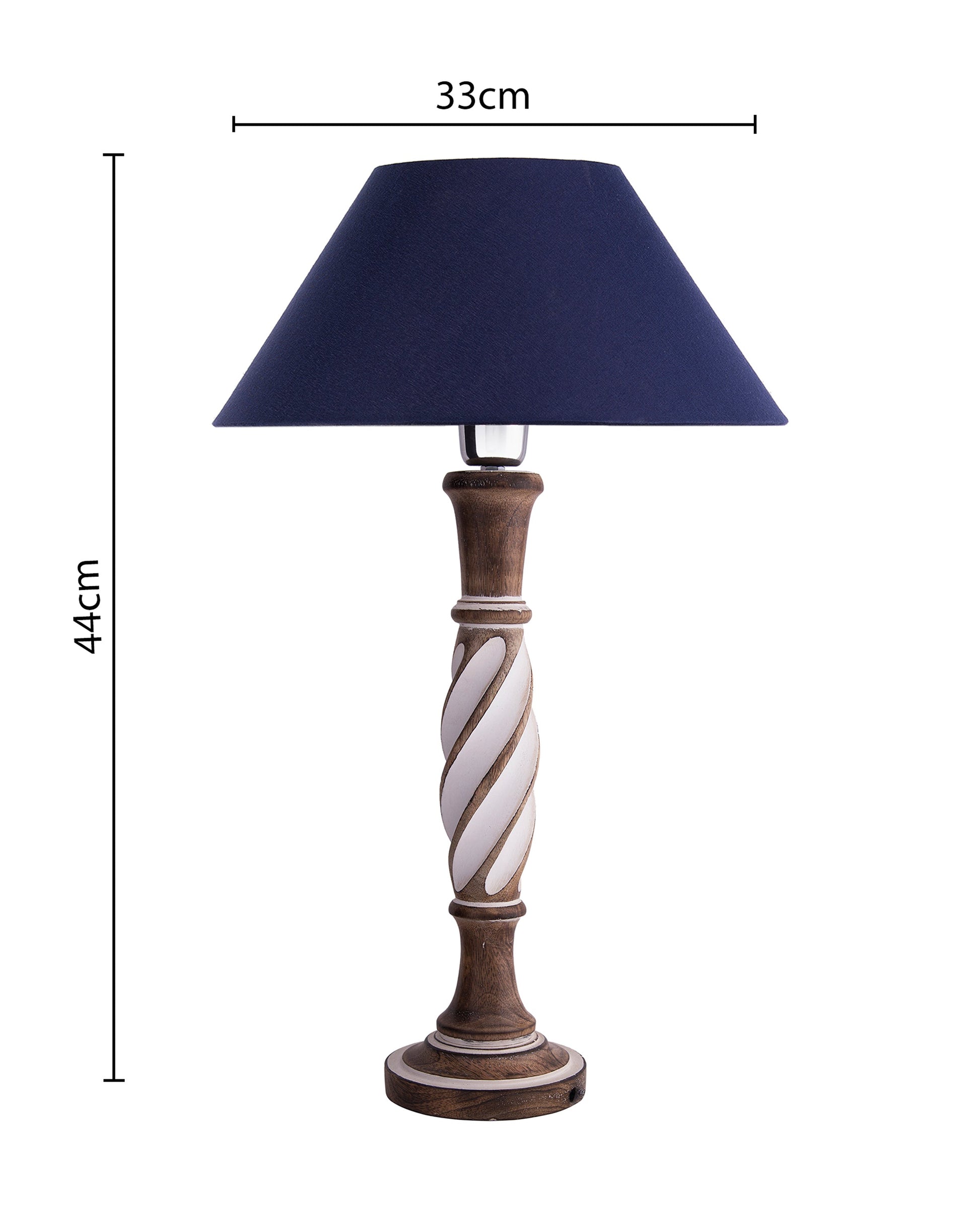 Antique White Twister wooden table lamp with shade