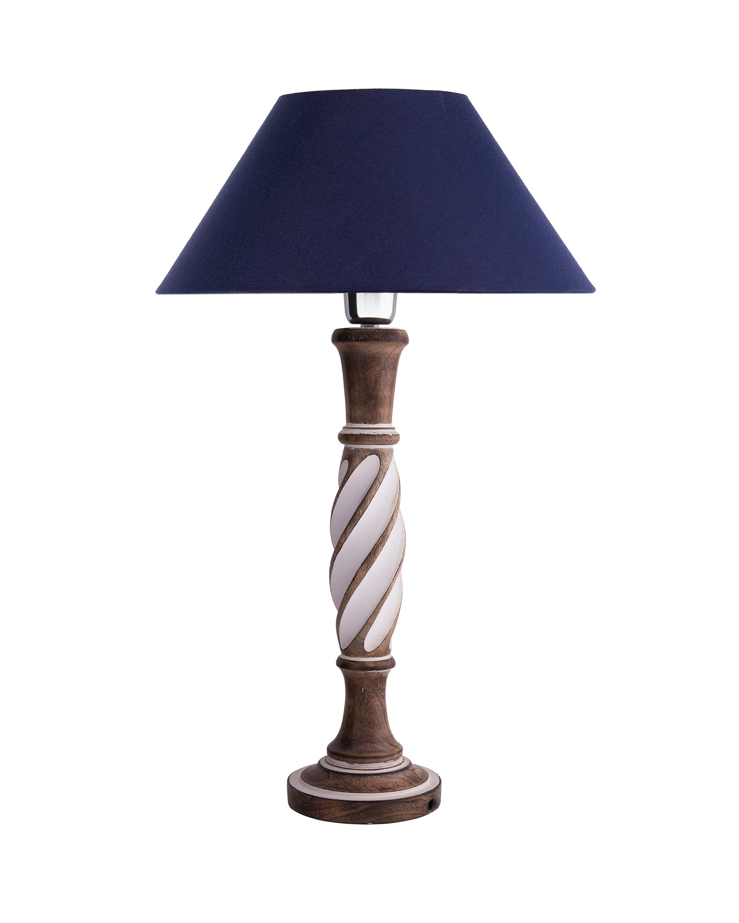 Antique White Twister wooden table lamp with shade