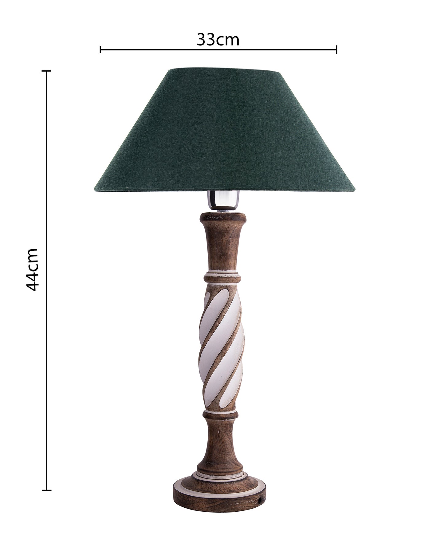 Antique White Twister wooden table lamp with shade