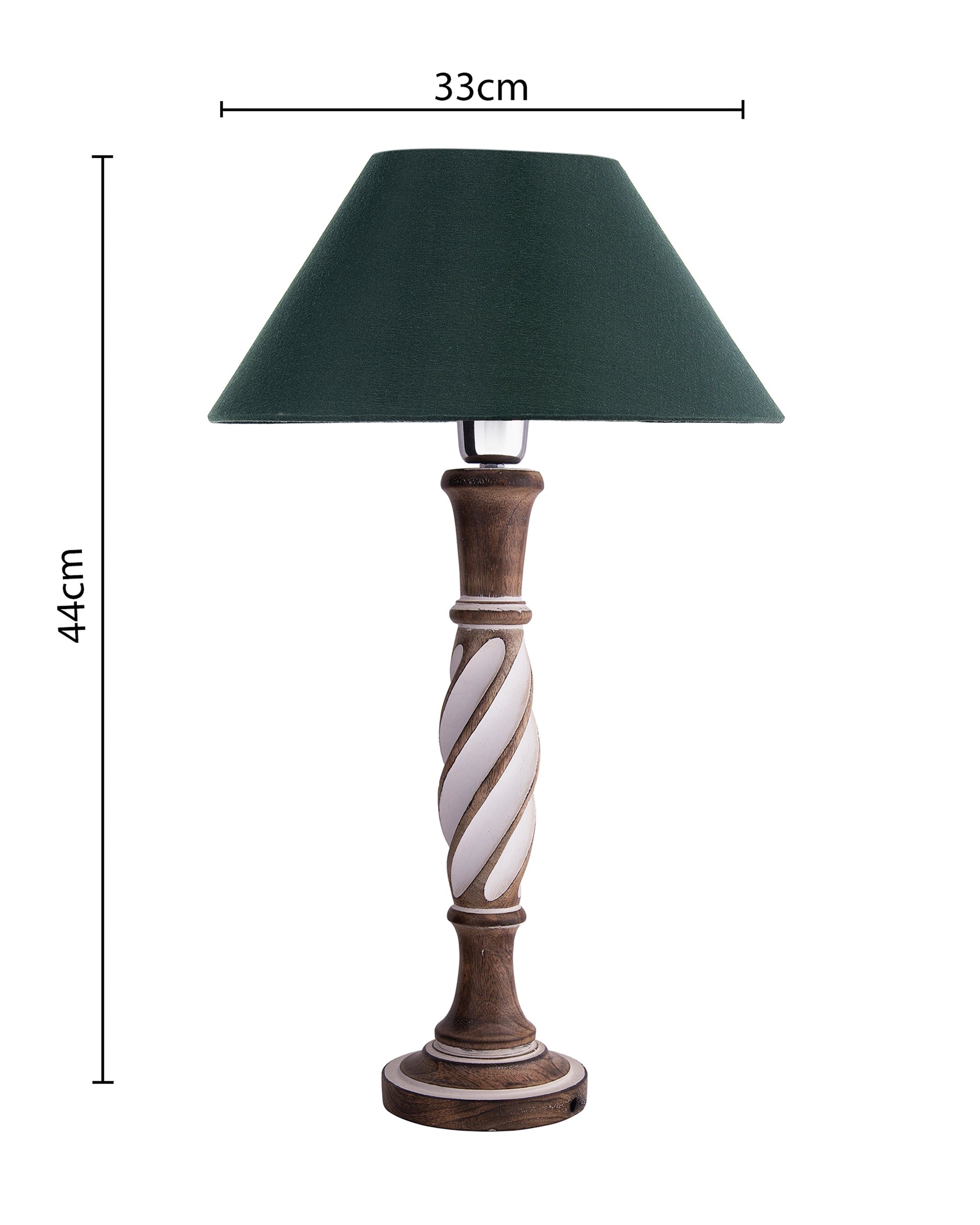 Antique White Twister wooden table lamp with shade