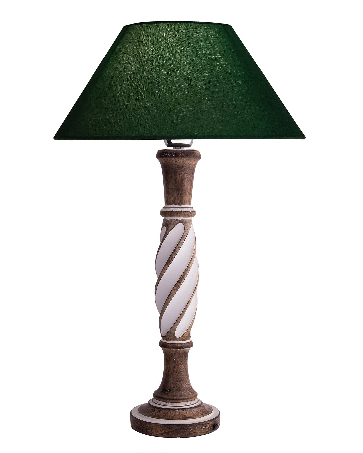 Antique White Twister wooden table lamp with shade