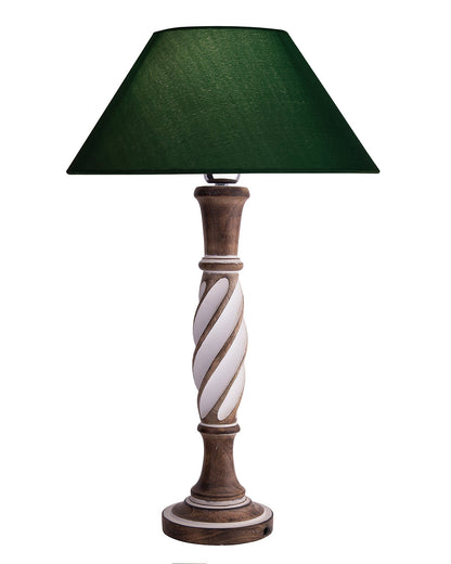 Antique White Twister wooden table lamp with shade