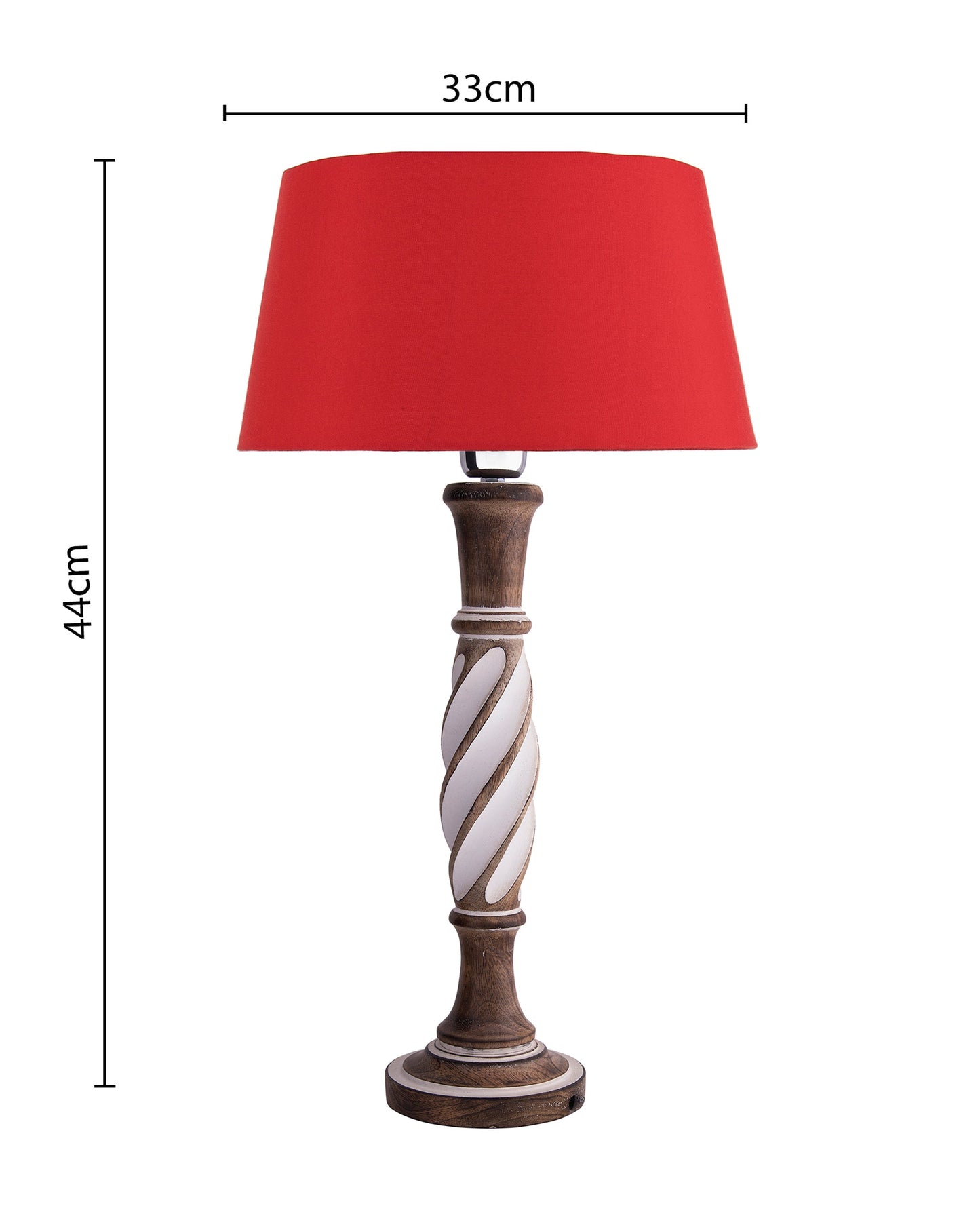 Antique White Twister wooden table lamp with shade