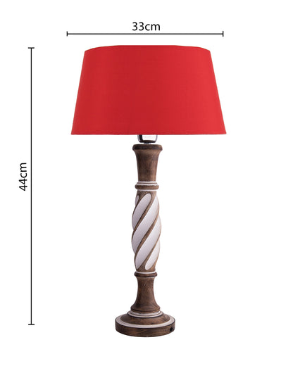 Antique White Twister wooden table lamp with shade