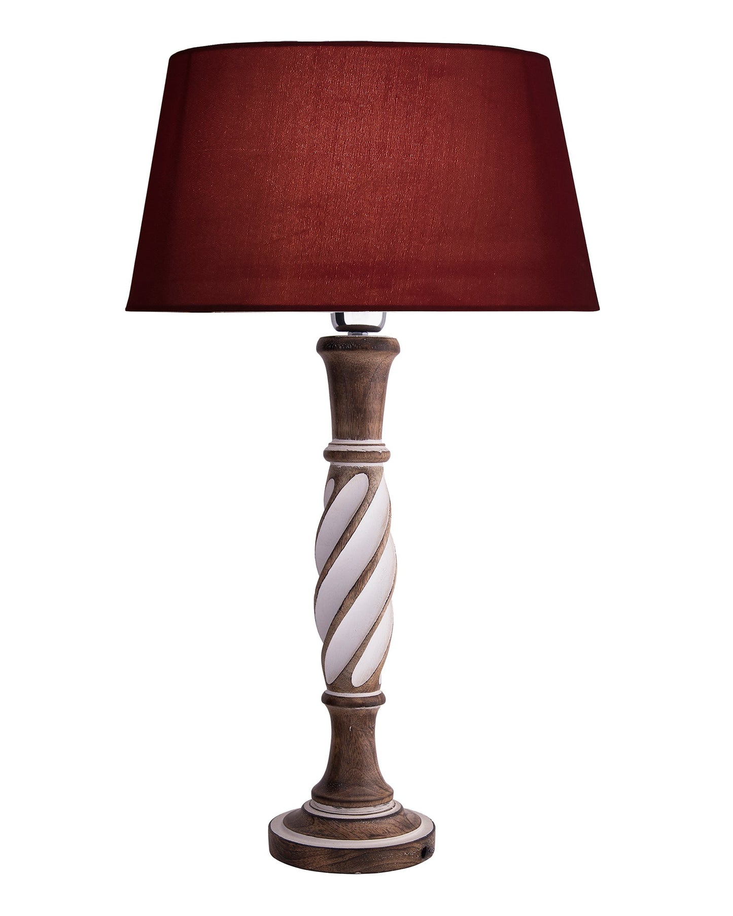 Antique White Twister wooden table lamp with shade