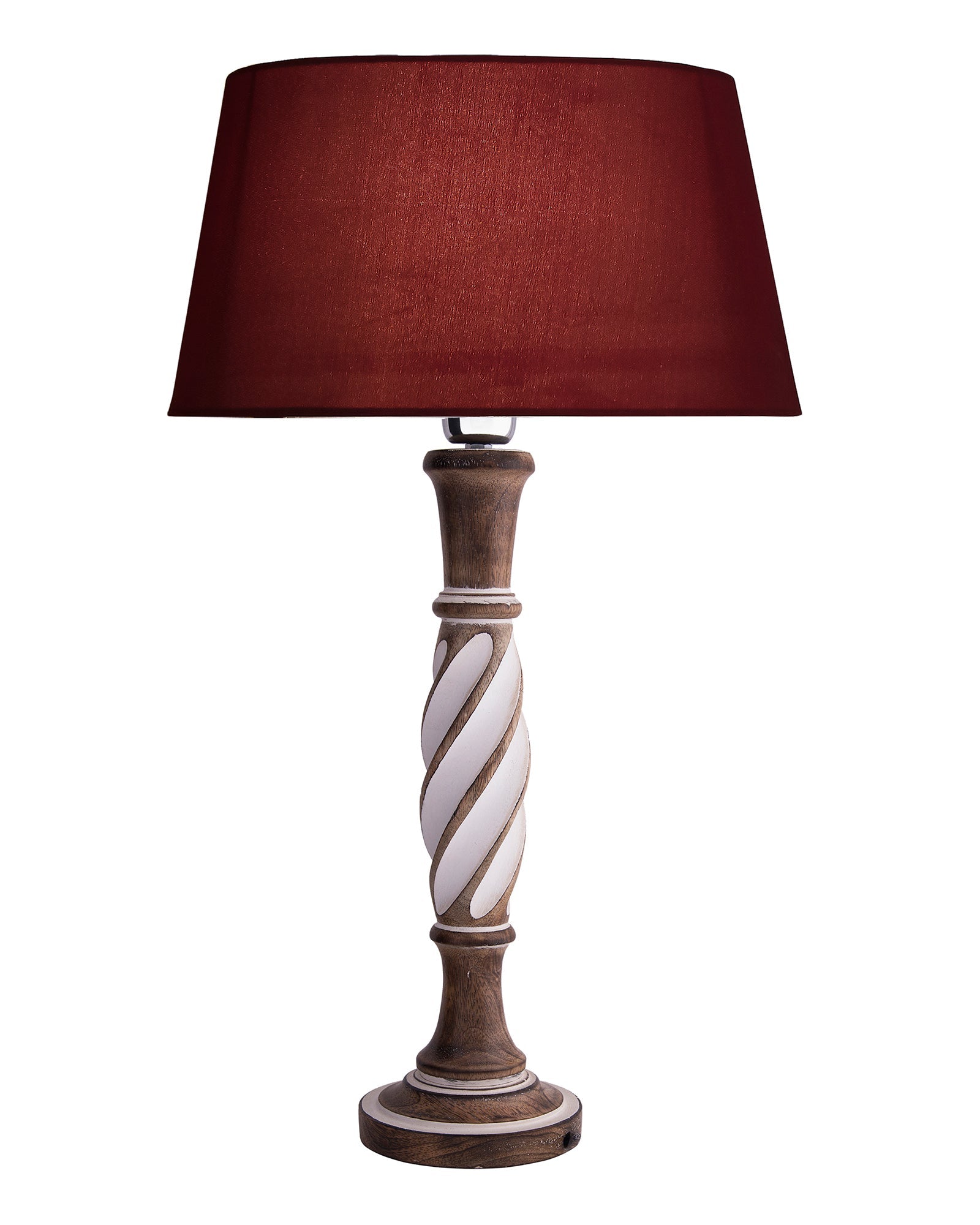 Antique White Twister wooden table lamp with shade