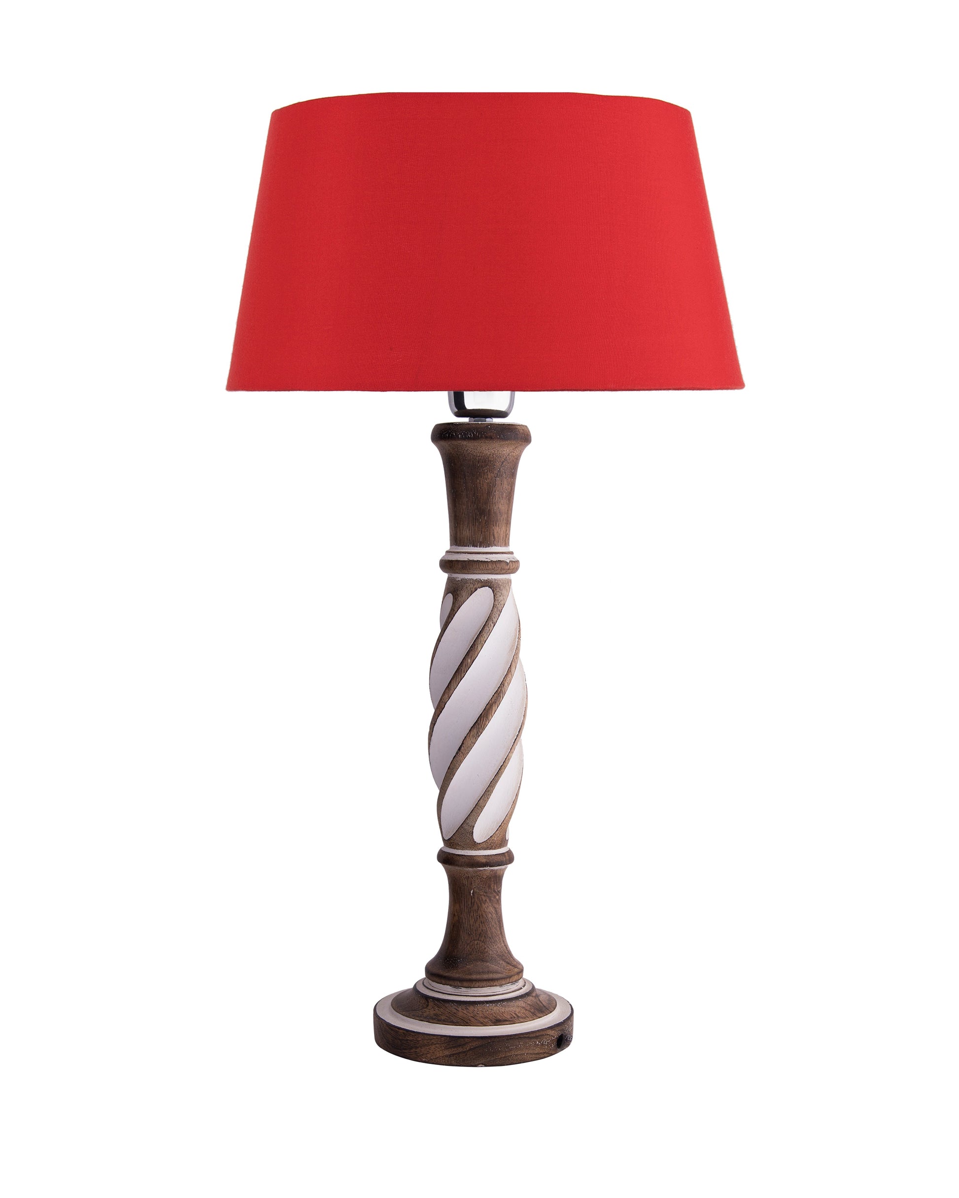 Antique White Twister wooden table lamp with shade
