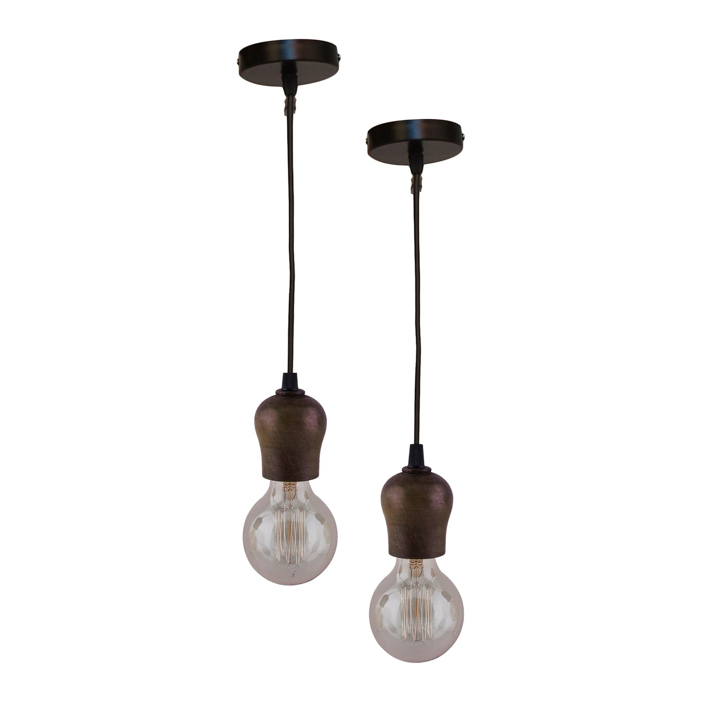 Edison Filament Wooden walnut Bubble Bulb Holder, Urban, retro, nordic style, with fixture
