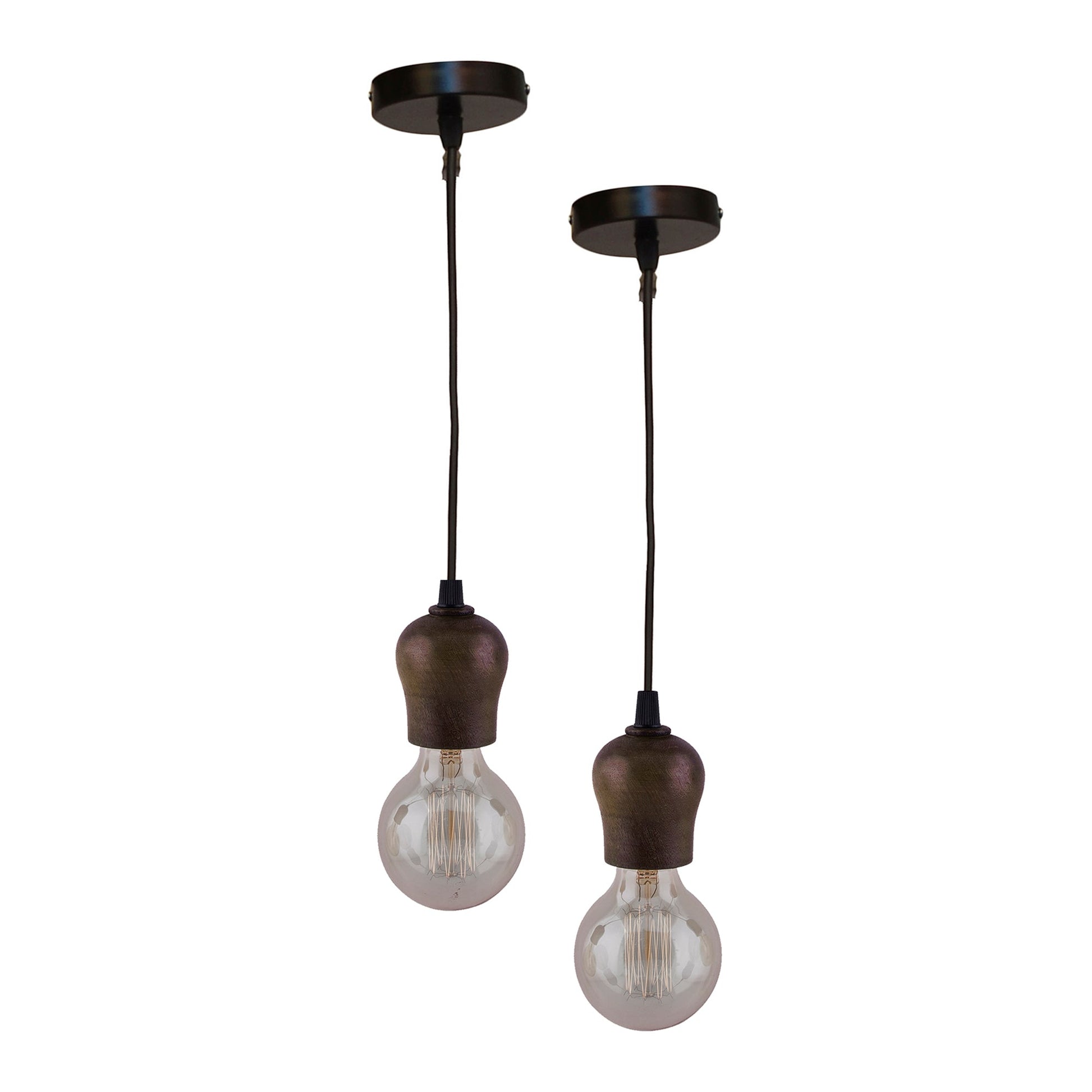 Edison Filament Wooden walnut Bubble Bulb Holder, Urban, retro, nordic style, with fixture