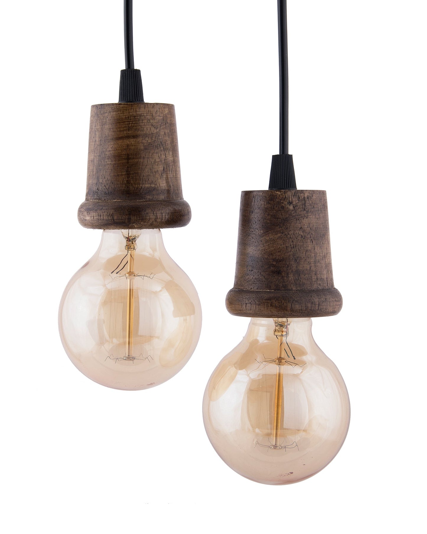 Edison Filament Wooden walnut Taper Bulb Holder, Urban, retro, nordic style, with fixture, Set of 2