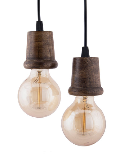 Edison Filament Wooden walnut Taper Bulb Holder, Urban, retro, nordic style, with fixture, Set of 2