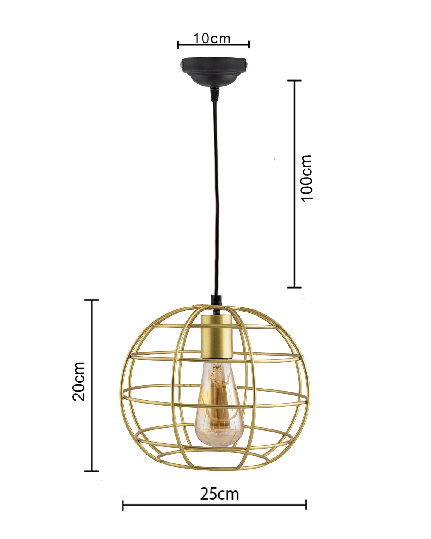 Golden Edison Filament hanging Classic Sphere, E27 hanging ceiling light for LED/filament bulb, decorative urban retro lighting