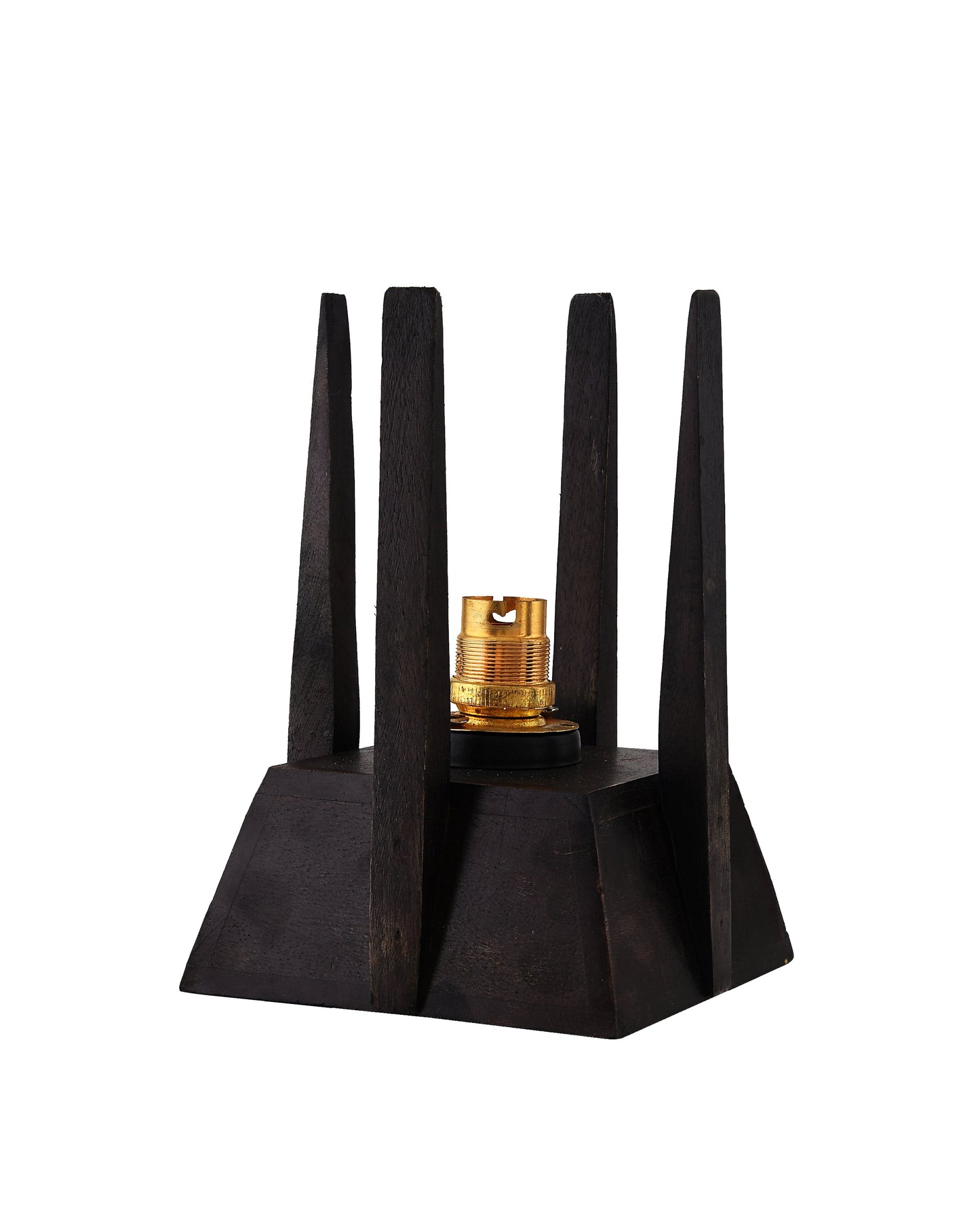 Bedside Table Lamp, Retro Style Wood Pyramid Table Lamp With Khadi Fabric Shade, Nightstand Mini Desk Lamps For Bedroom, Living Room, Baby Room, Bookcase