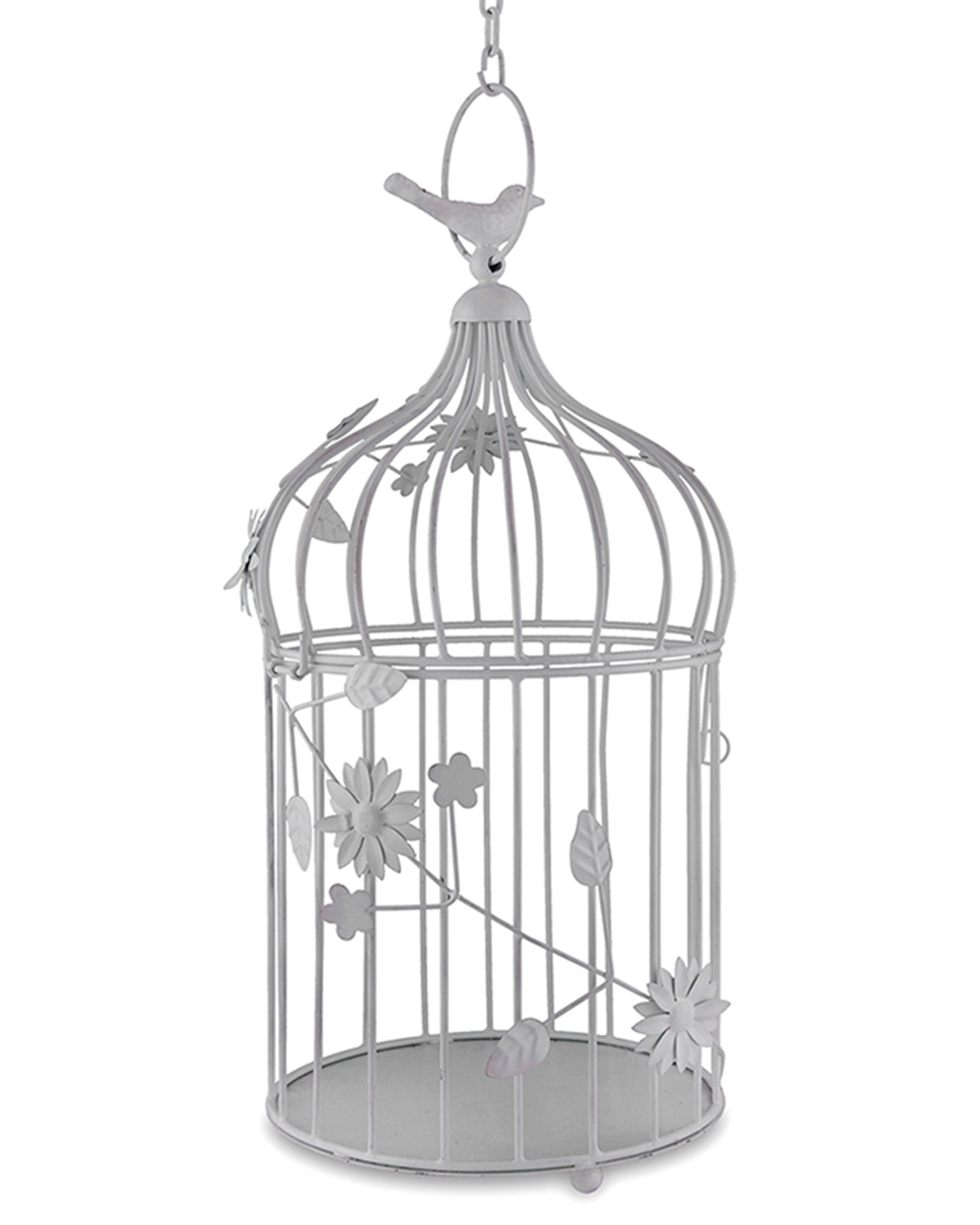Bird Cage with Floral Vine Large Single, with hanging chain