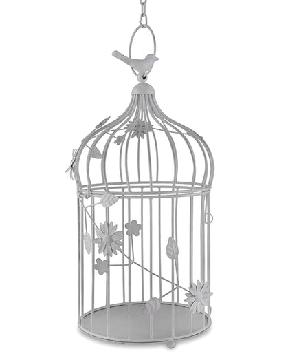 Bird Cage with Floral Vine Large Single, with hanging chain