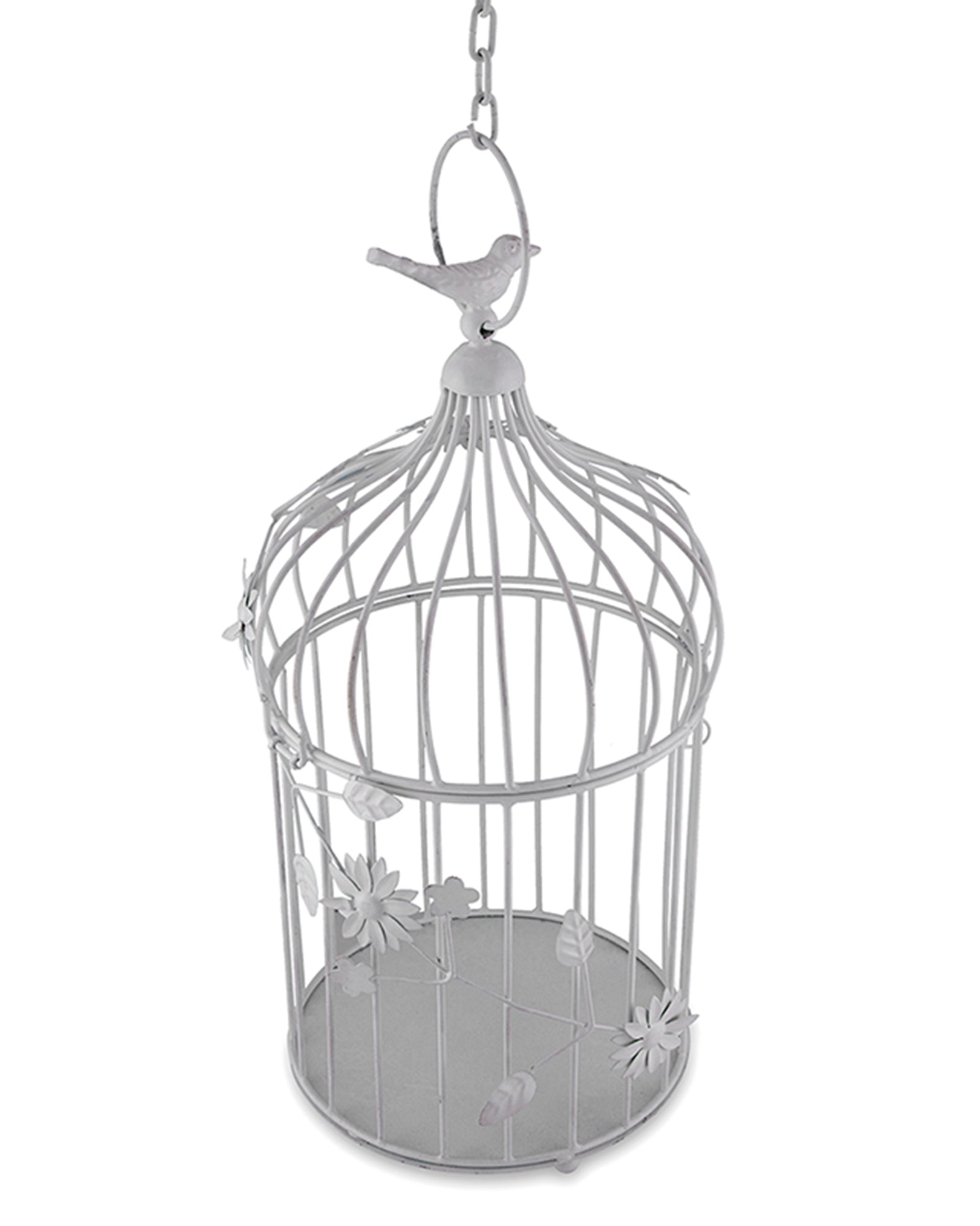 Bird Cage with Floral Vine Large Single, with hanging chain