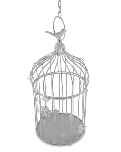 Bird Cage with Floral Vine Large Single, with hanging chain