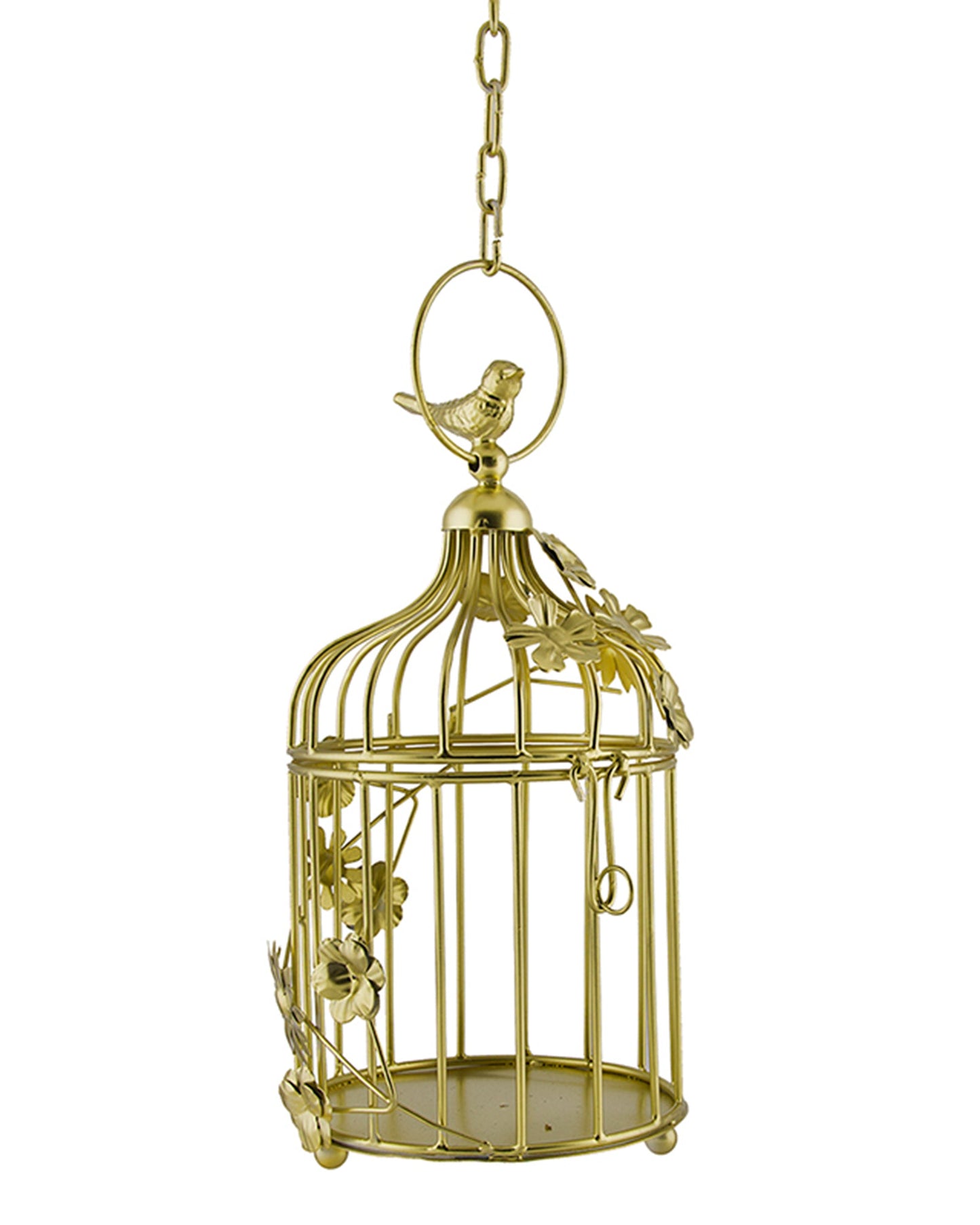 Bird Cage with Floral Vine Small Single, with hanging chain