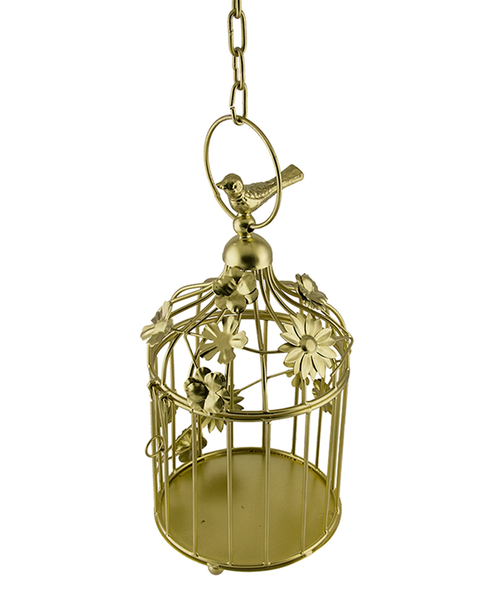 Bird Cage with Floral Vine Small Single, with hanging chain