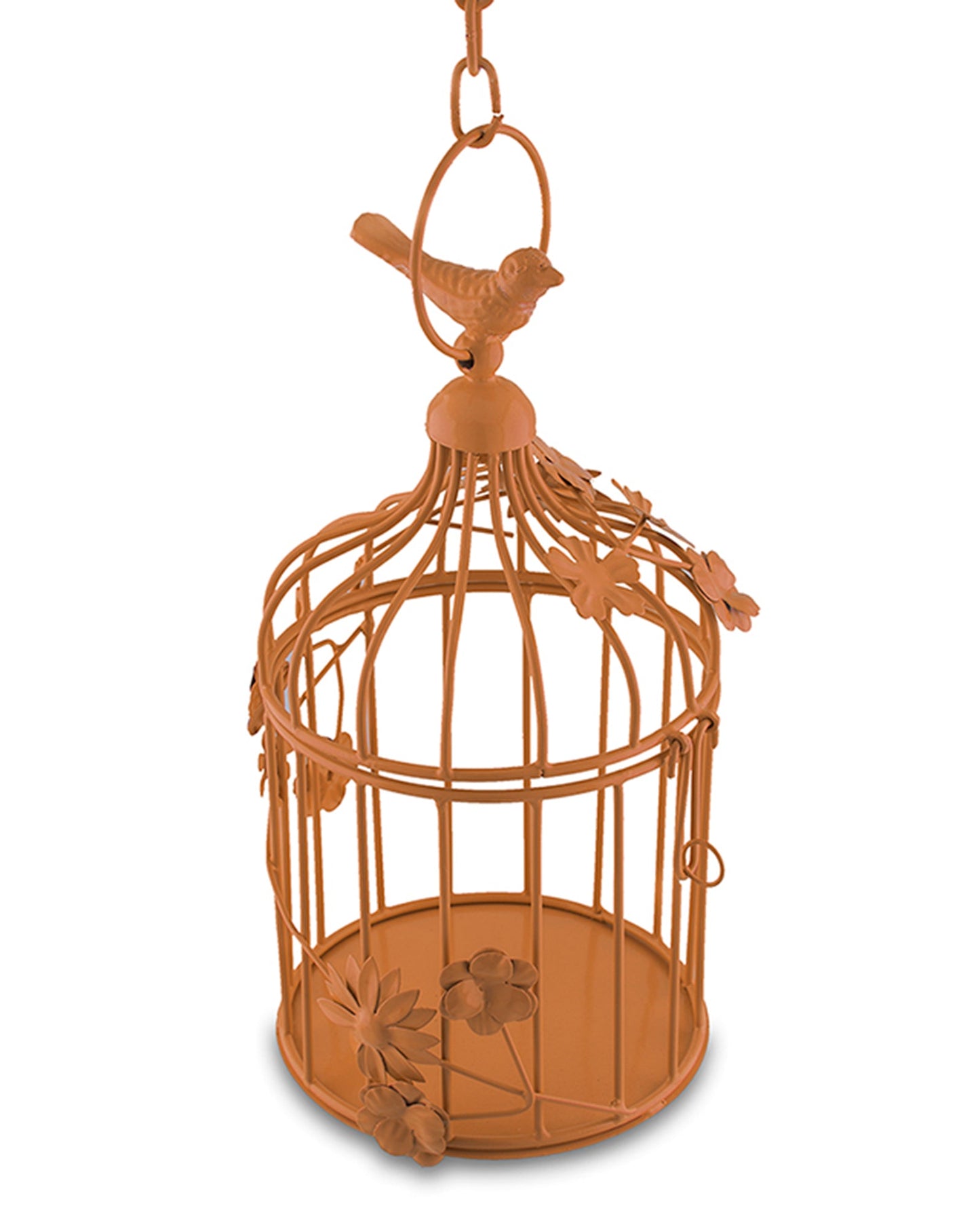 Bird Cage with Floral Vine Small Single, with hanging chain